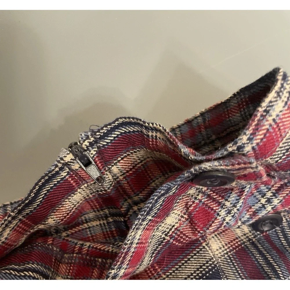 Vintage In Design Mini Skirt Girls Size 10 Plaid Blue Red Pleated Y2K